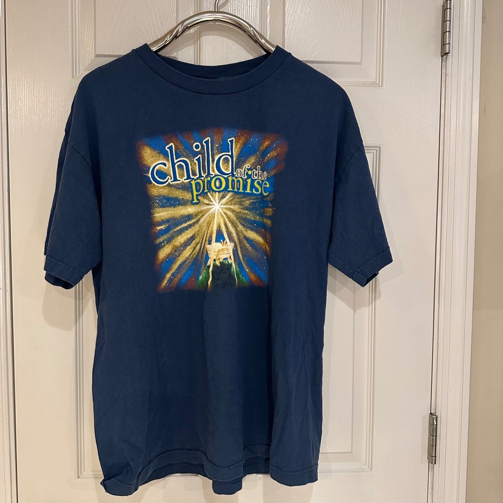 Vintage Murina Child of the Promise T-Shirt XL Navy Blue Made in USA Nativity